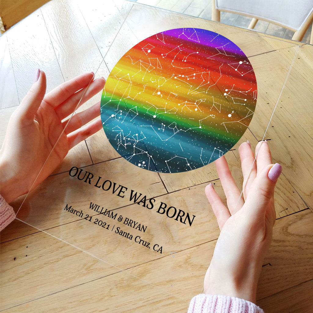 Our Love Was Born - Personalized LGBT Support Transparent Acrylic Plaque