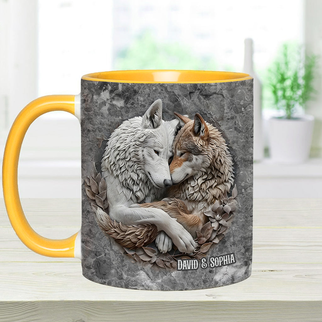 Wolf Couple - Personalized Wolf Accent Mug