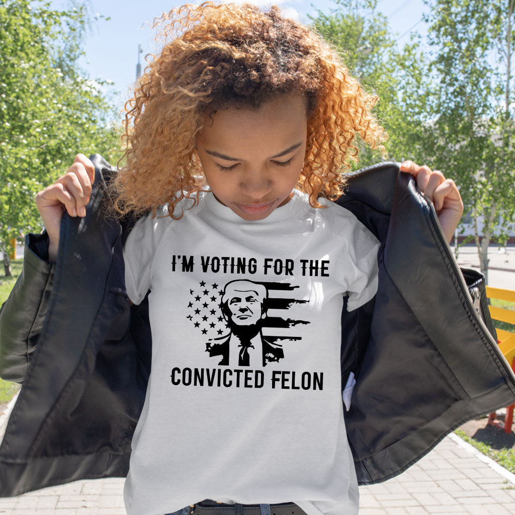Trump 2024 T-shirt, Convicted FeI0n Shirt, I'm Voting Convicted FeI0n Shirt, Retro American Flag Trump Shirt