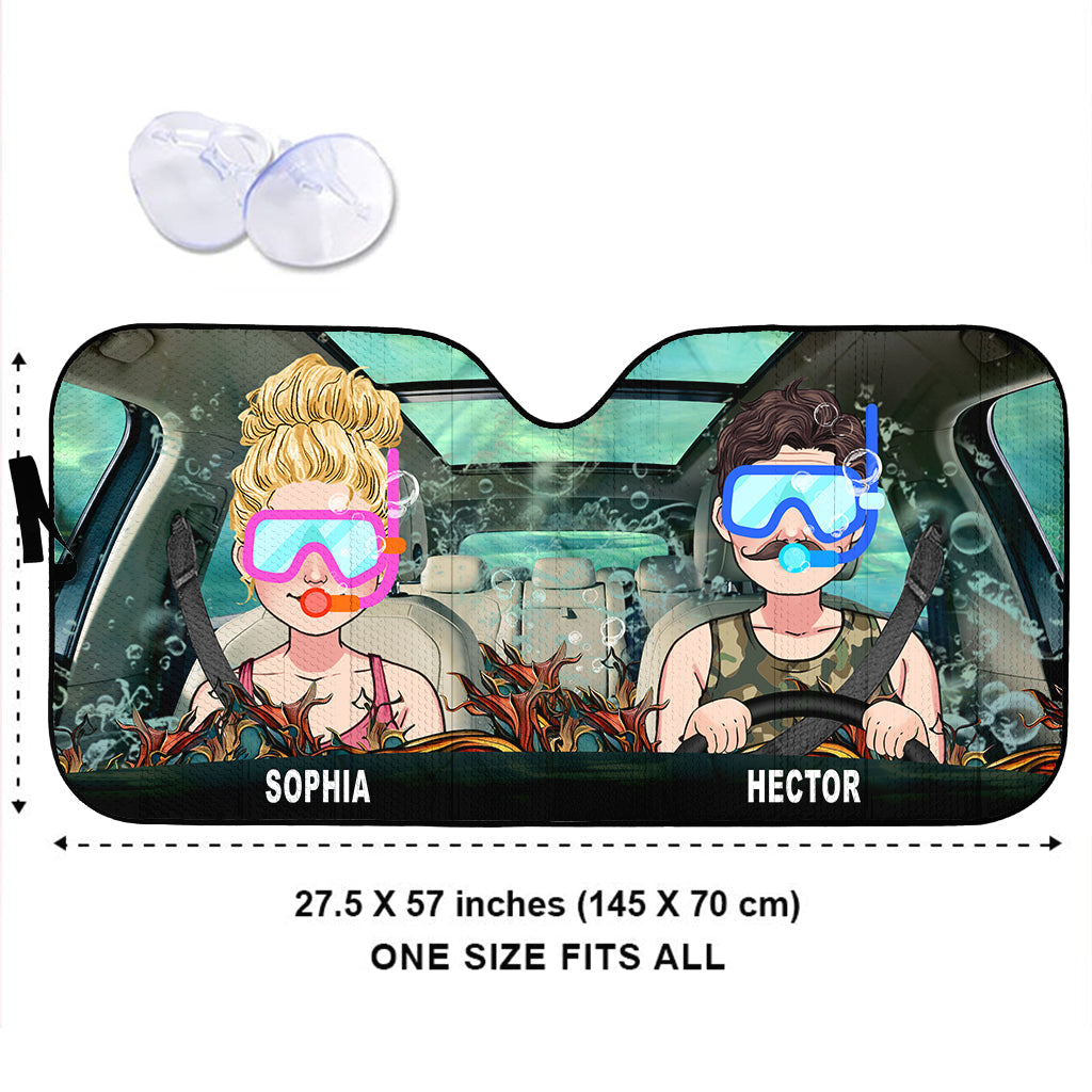 You And Me And The Sea - Personalized Scuba Diving Car Sunshade