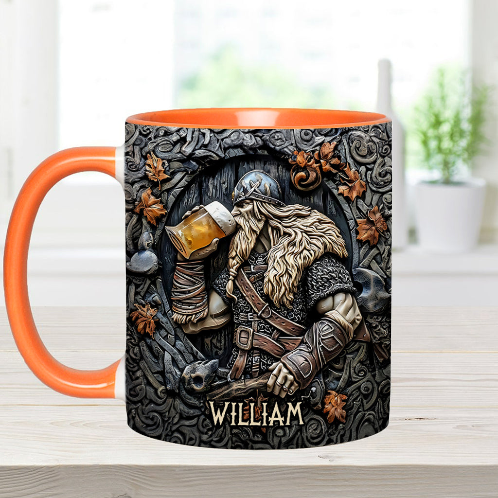 Viking Warrior Drinking Legend Raise Your Horn - Personalized Viking Accent Mug