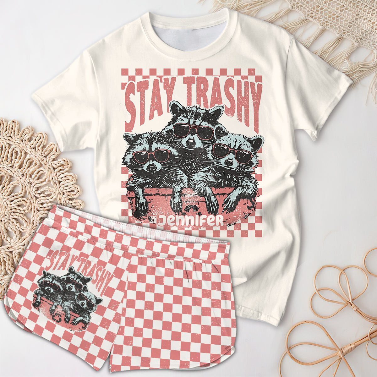 Stay Trashy - Personalized Raccoon All Over Shirt & Women Shorts