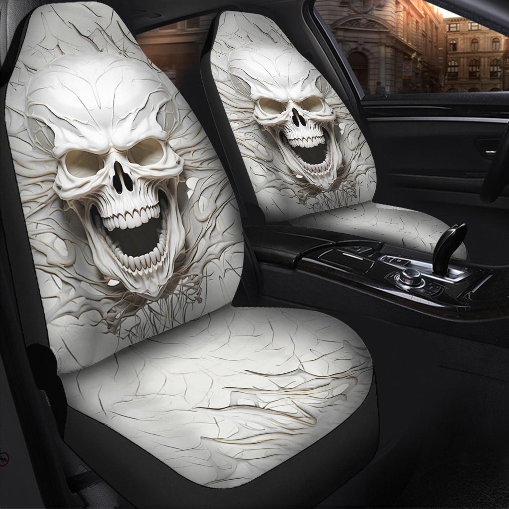 White Skull 3D Version - Skull Seat Covers
