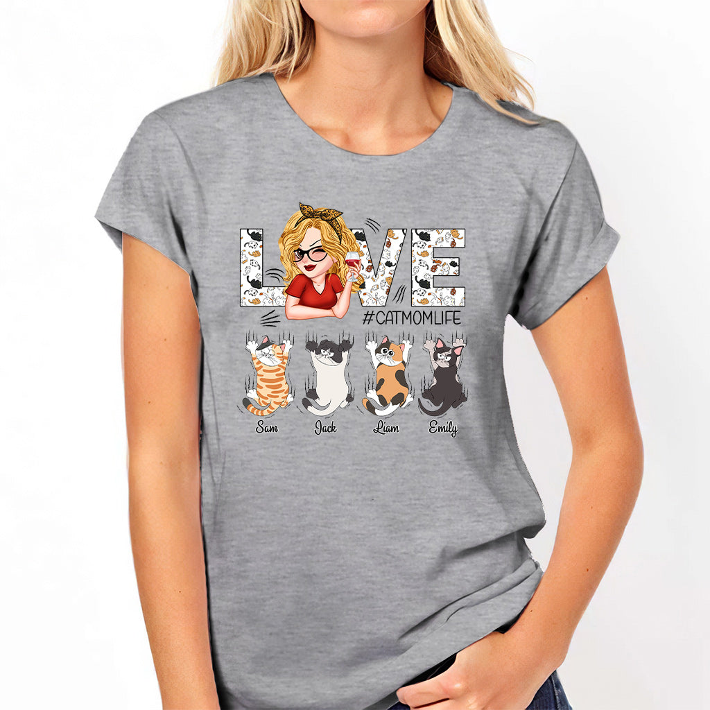 Love Cat Mom Life - Personalized Cat T-shirt And Hoodie
