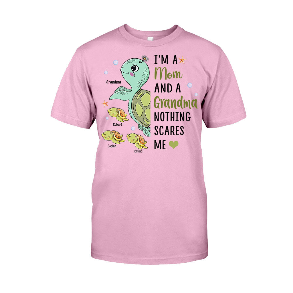 Nothing Scares Me Grandma Turtle Version - Personalized Grandma T-shirt And Hoodie