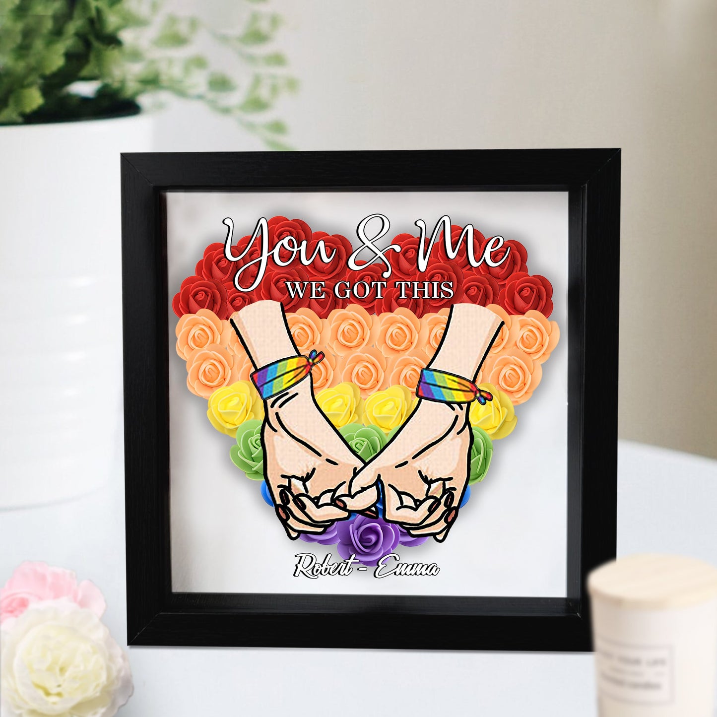 We Got This - Personalized LGBT Support Custom Shaped Flower Shadow Box