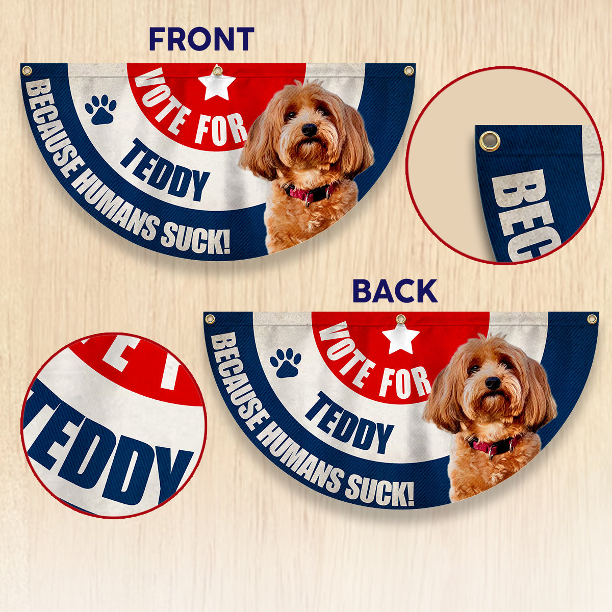Vote For My Fur Baby Any Photo - Personalized Dog Pleated Fan Flag