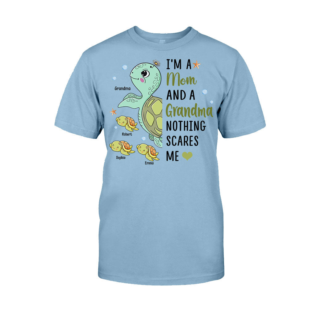 Nothing Scares Me Grandma Turtle Version - Personalized Grandma T-shirt And Hoodie