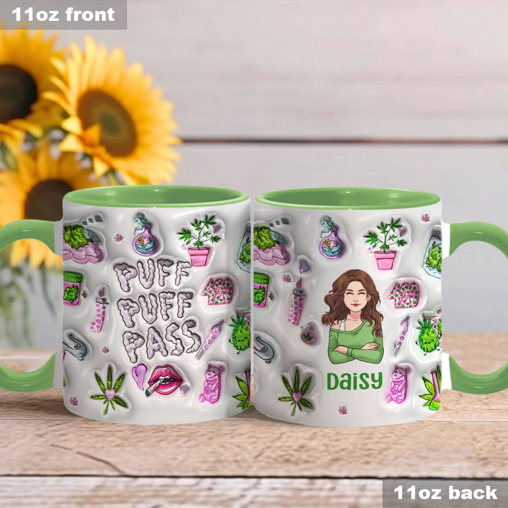 Puff Puff Pass Inflated 3D - Personalized Weed Accent Mug