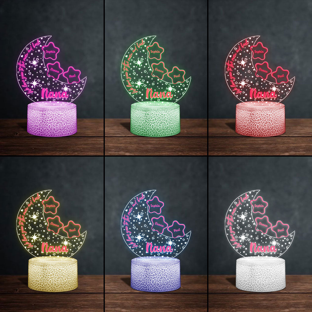 We Love You To The Moon And Back - Personalized Grandma Shaped Plaque Light Base