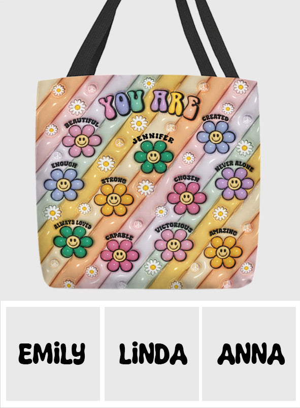 You Are Beautiful Strong Victorious Enough - Personalized Hippie Tote Bag