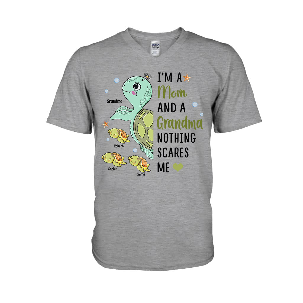 Nothing Scares Me Grandma Turtle Version - Personalized Grandma T-shirt And Hoodie