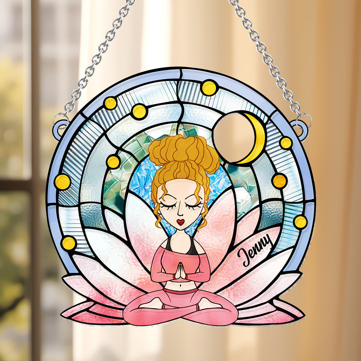 Namaste - Personalized Yoga Window Hanging Suncatcher Ornament