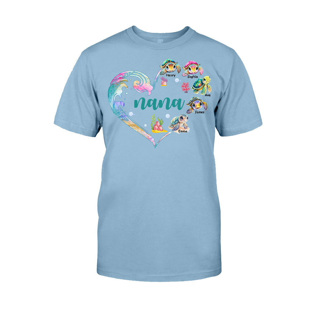 Nana's Little Turtle - Personalized Grandma T-shirt And Hoodie