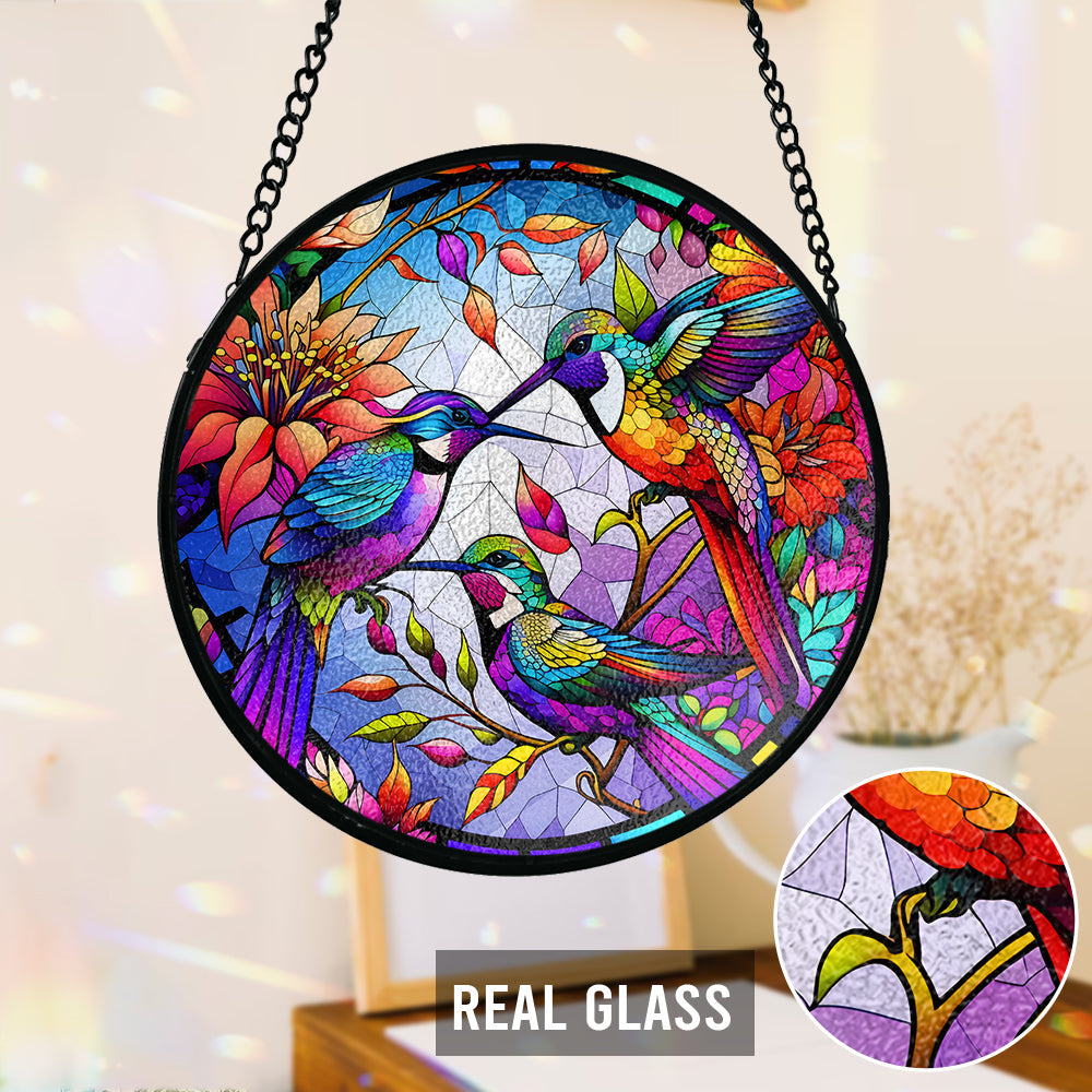 Love Hummingbirds - Personalized Hummingbird Stained Glass Suncatcher