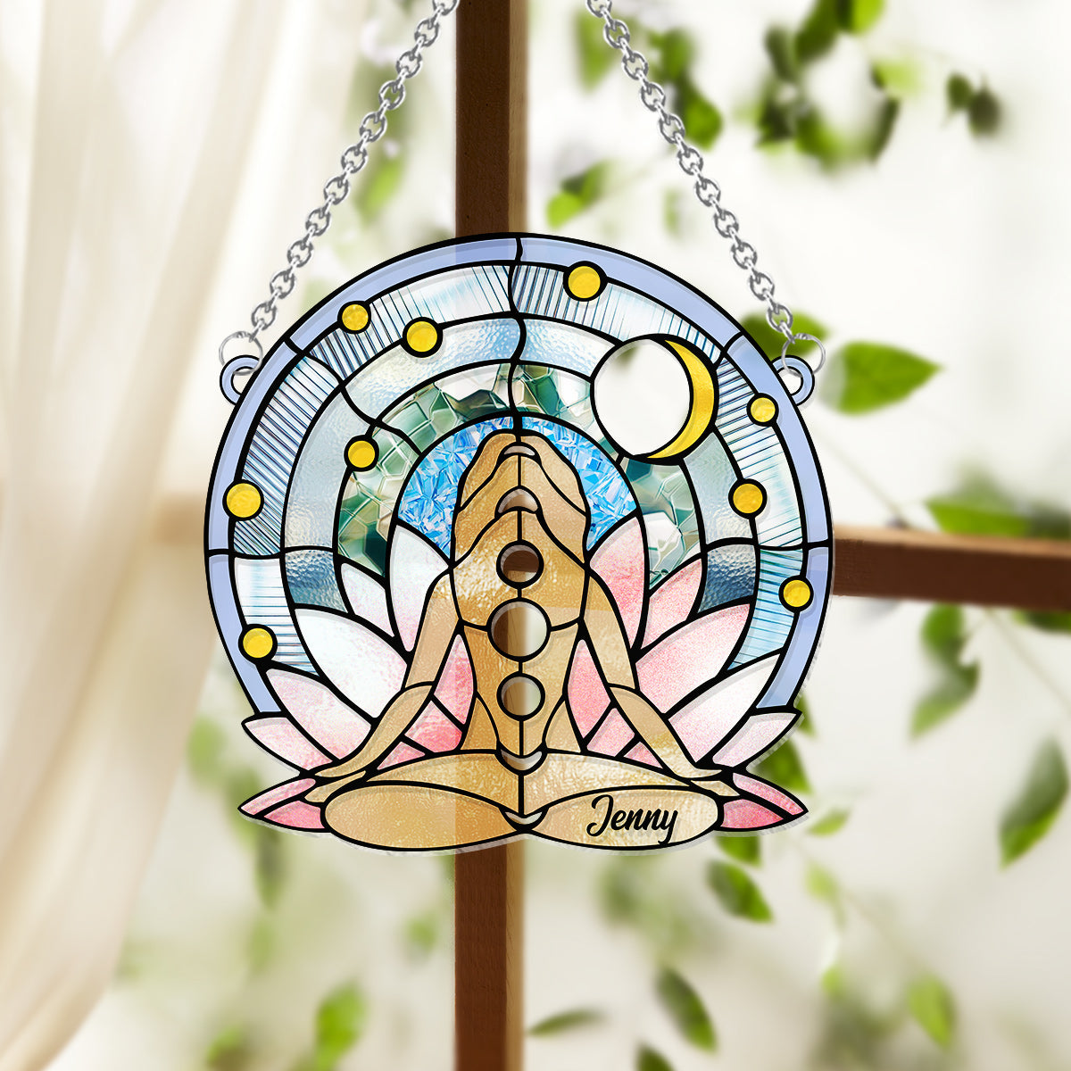 Namaste - Personalized Yoga Window Hanging Suncatcher Ornament