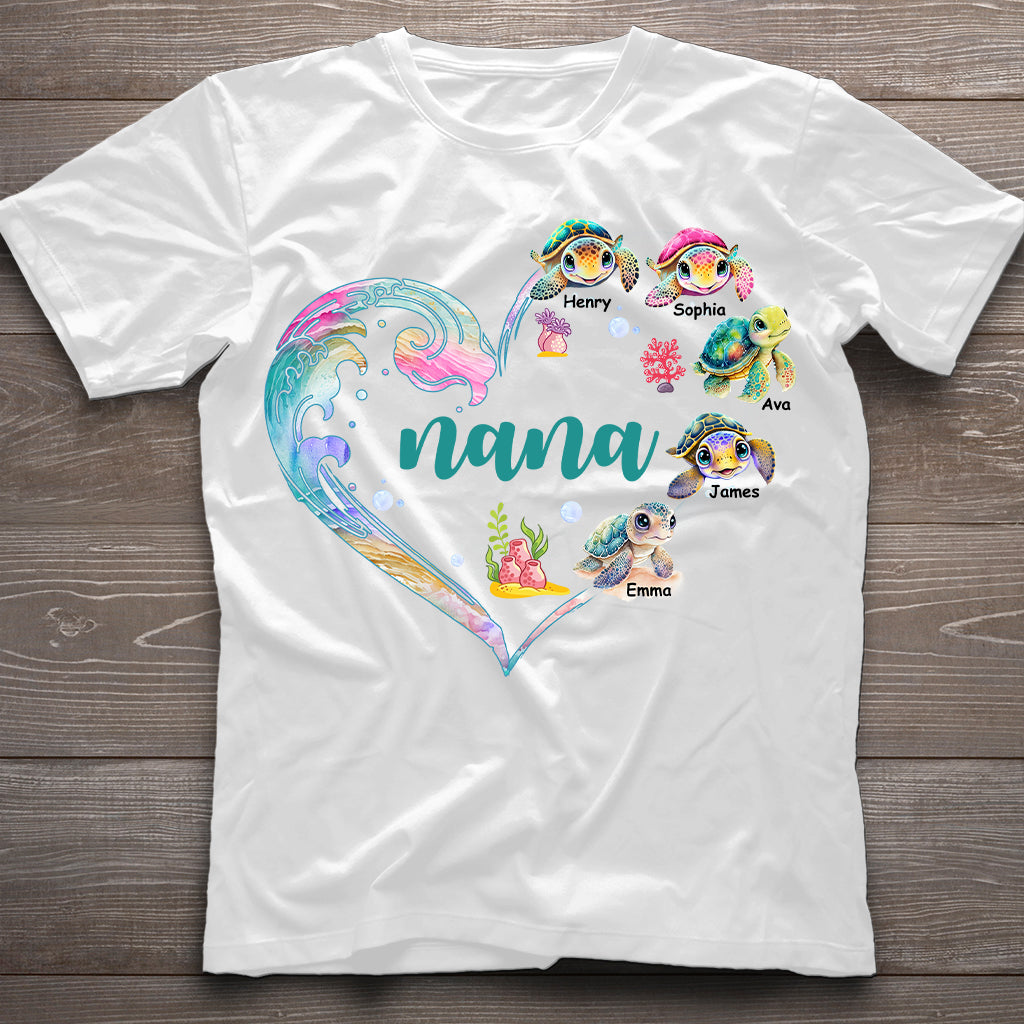 Nana's Little Turtle - Personalized Grandma T-shirt And Hoodie