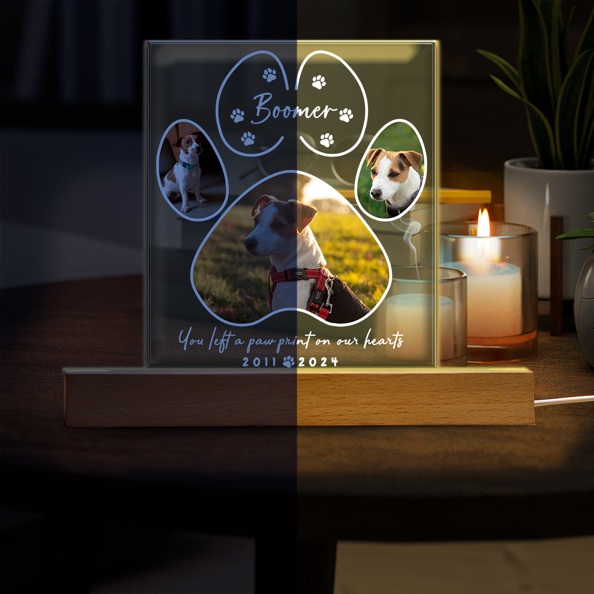 You Left A Paw Print - Personalized Dog Shaped Led Night Light