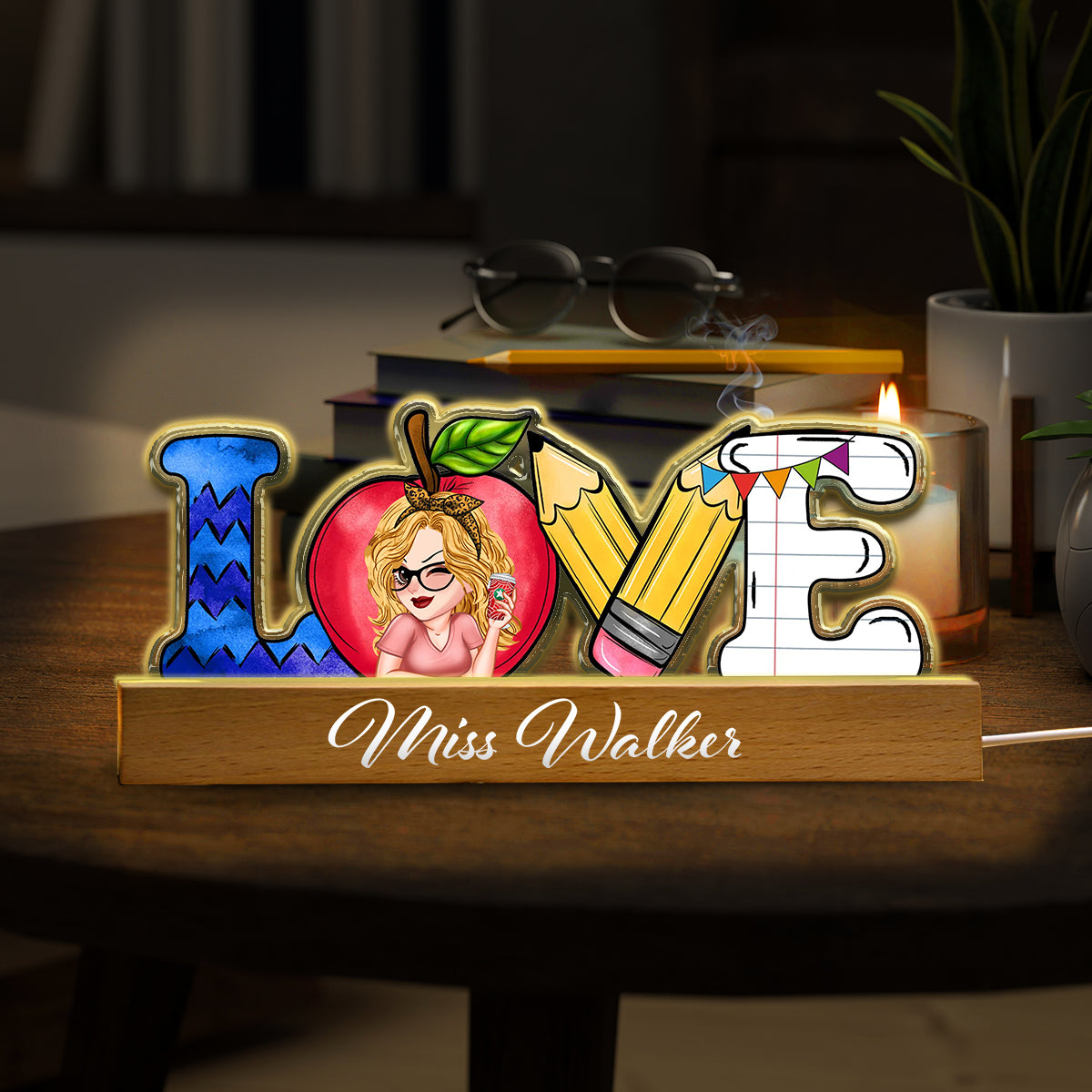 Love Teaching Life - Personalized Teacher Shaped Led Night Light