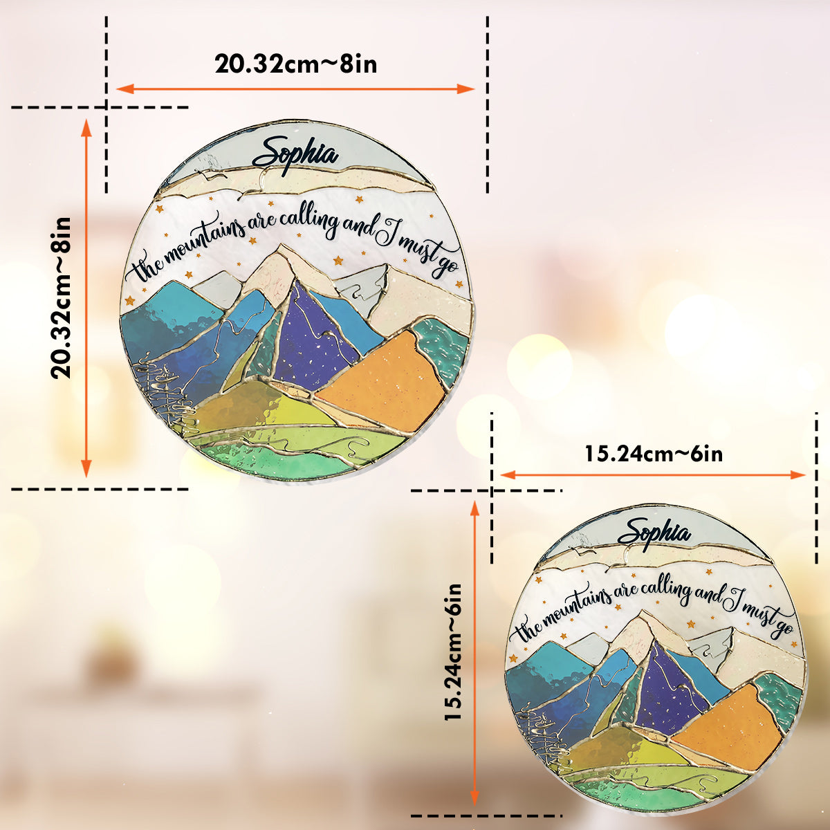 The Mountains Are Calling And I Must Go - Personalized Hiking Window Hanging Suncatcher Ornament