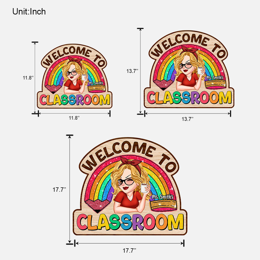Teacher Life Glitter Rainbow - Personalized Teacher Custom Shaped Wood Sign