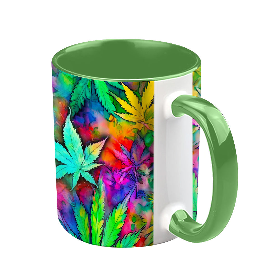 Psychedelic Marijuana Leaf - Personalized Weed Accent Mug
