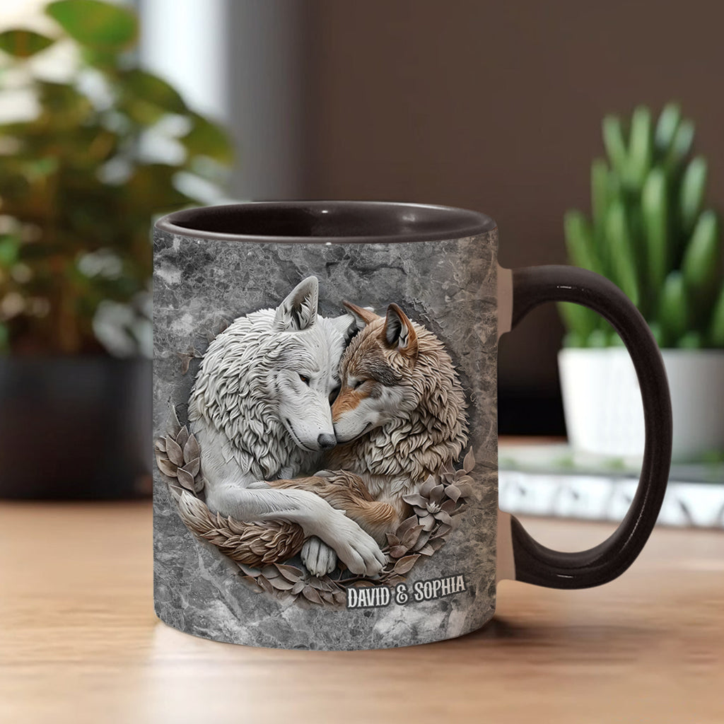 Wolf Couple - Personalized Wolf Accent Mug