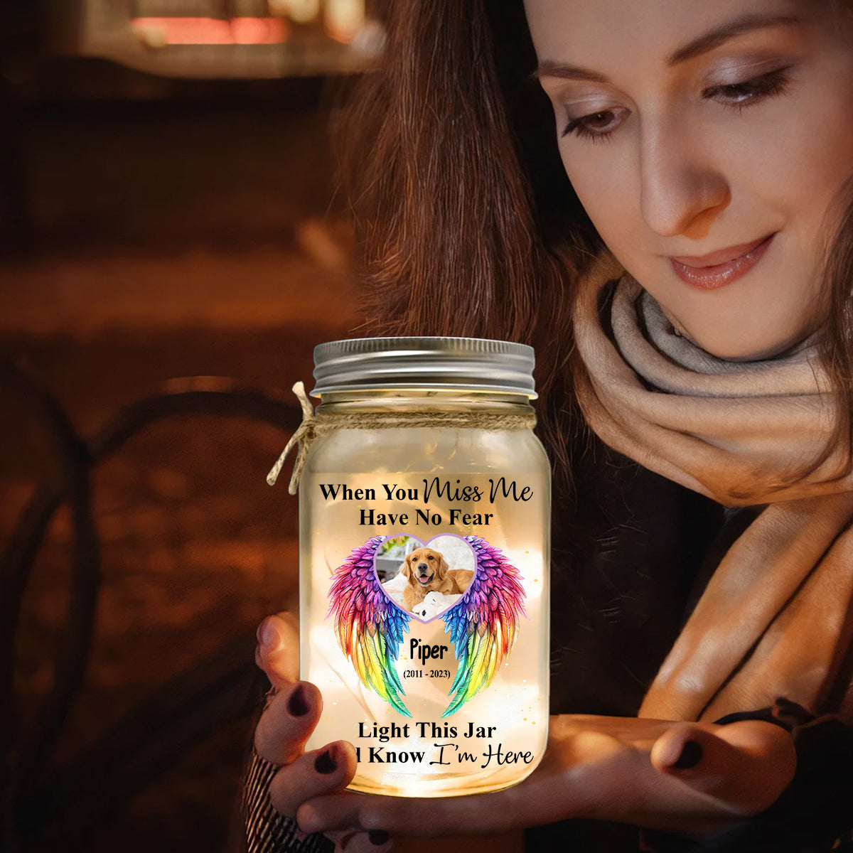 When You Miss Me Have No Fear - Personalized Dog Mason Jar Light