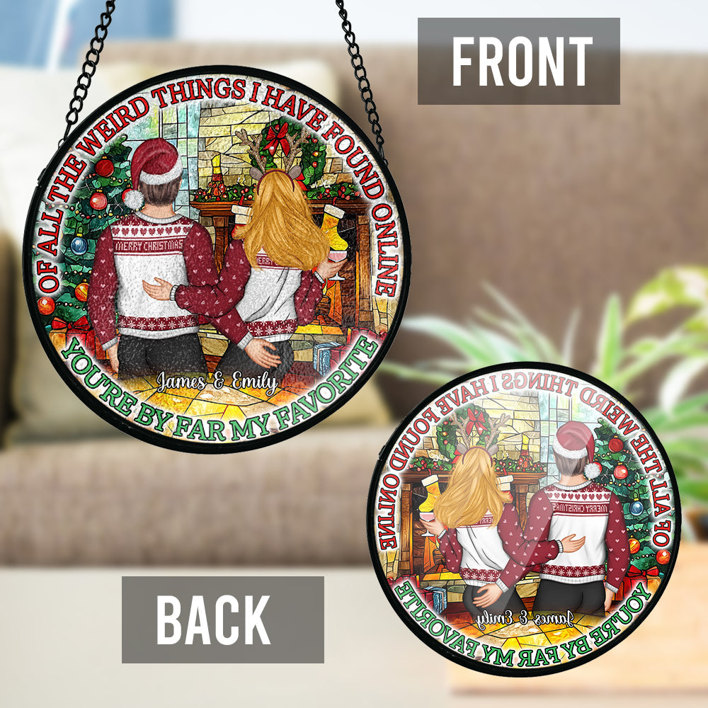 You're By Far My Favourite - Personalized Couple Stained Glass Suncatcher