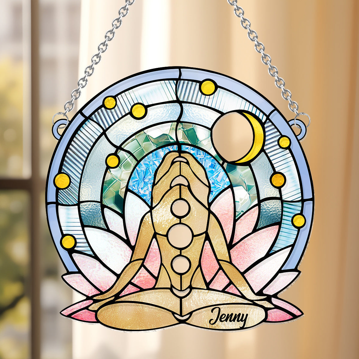 Namaste - Personalized Yoga Window Hanging Suncatcher Ornament