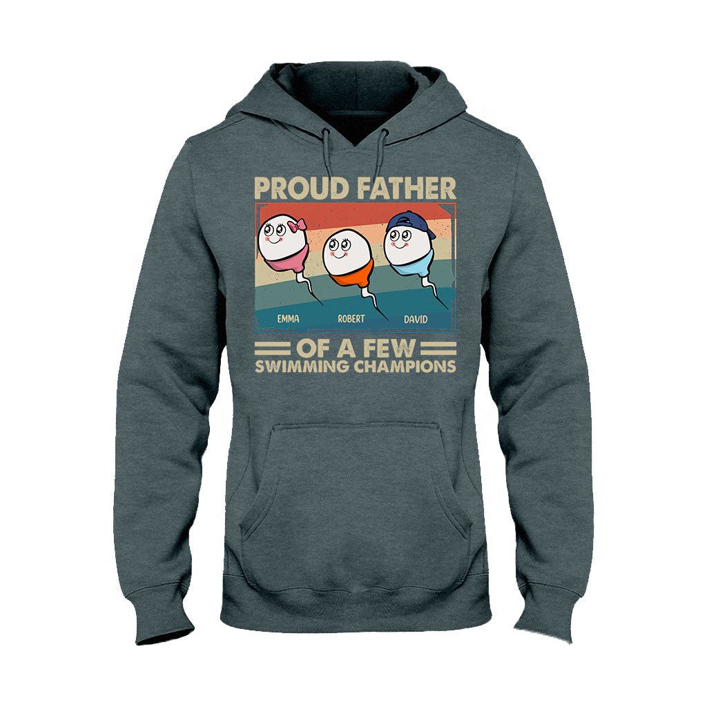 Proud Father Mother Of A Few Swimming Champions - Personalized Father T-shirt And Hoodie