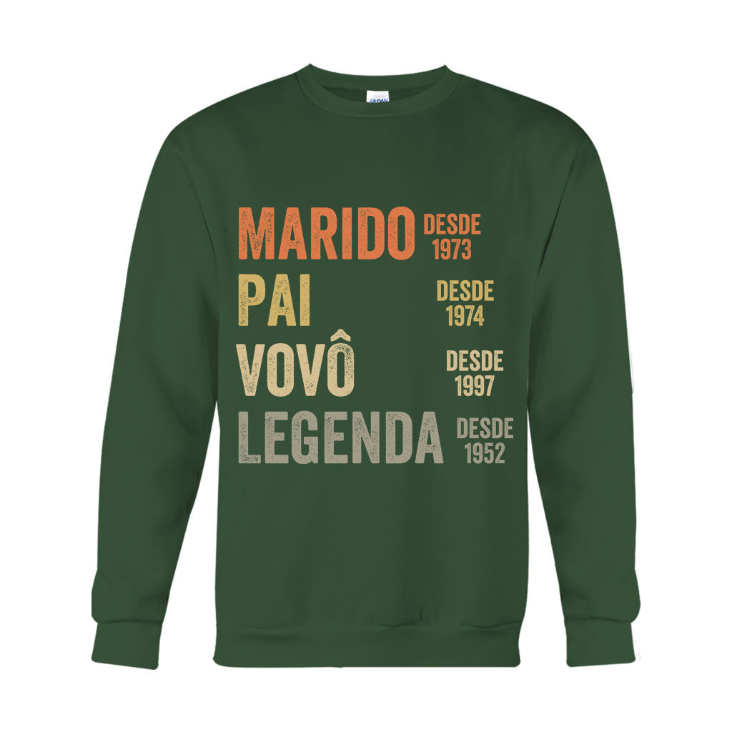 Marido Pai Vovô Legenda Desde - Personalized Grandpa T-shirt And Hoodie
