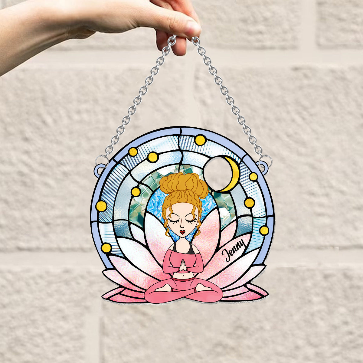 Namaste - Personalized Yoga Window Hanging Suncatcher Ornament
