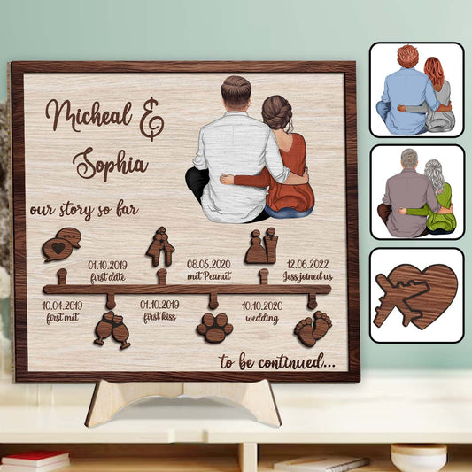 Our Story So Far - Personalized Couple 2 Layered Wood Sign / Wood Plaque