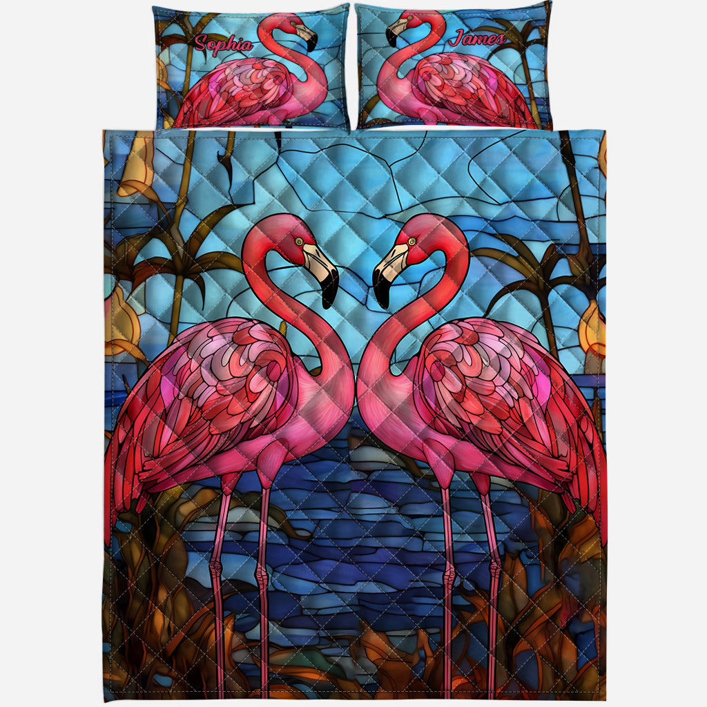 Love Flamingos - Personalized Flamingo Quilt Set