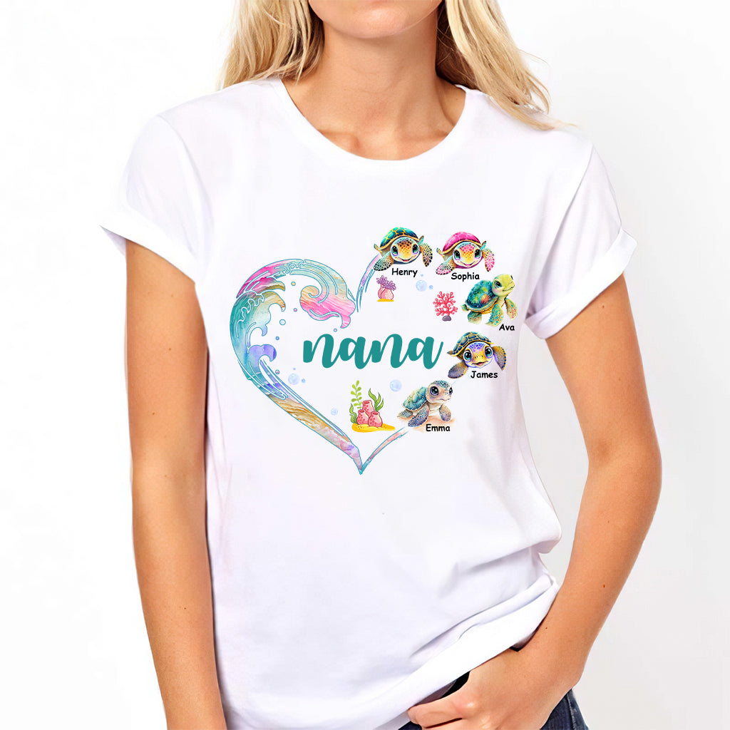 Nana's Little Turtle - Personalized Grandma T-shirt And Hoodie