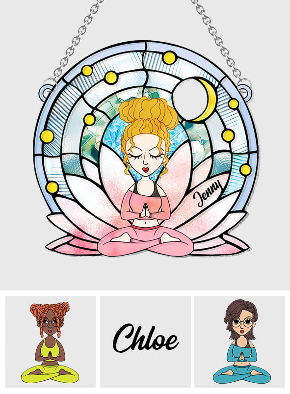 Namaste - Personalized Yoga Window Hanging Suncatcher Ornament