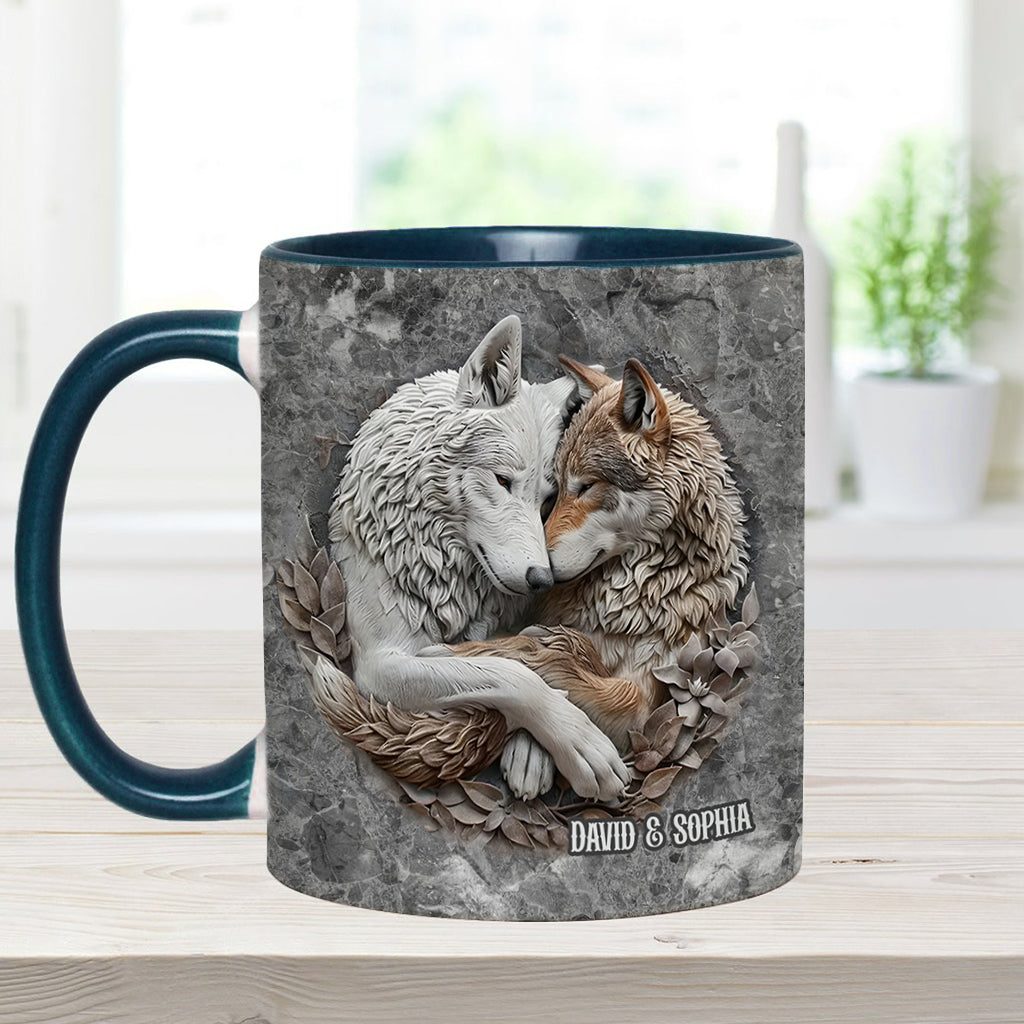 Wolf Couple - Personalized Wolf Accent Mug