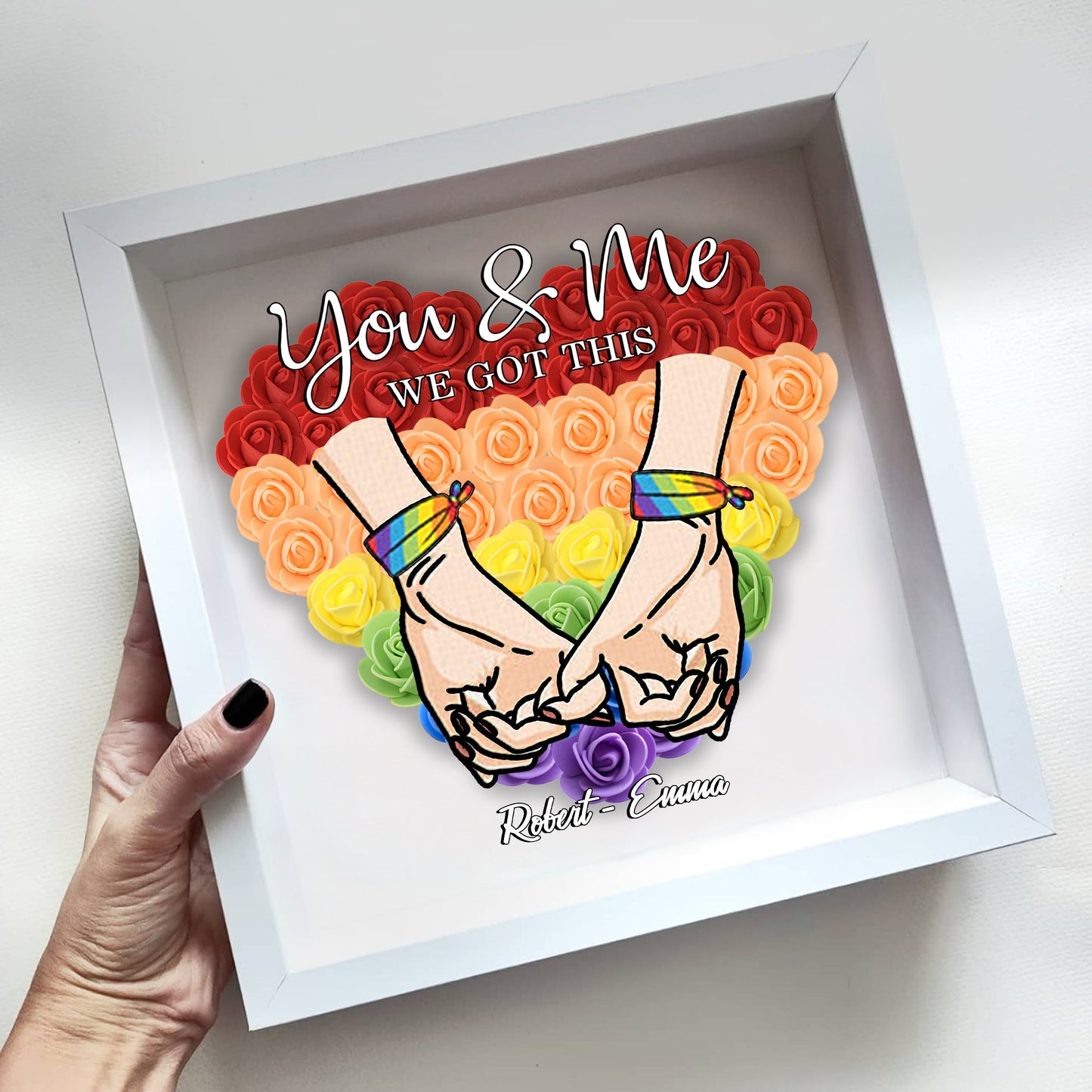 We Got This - Personalized LGBT Support Custom Shaped Flower Shadow Box