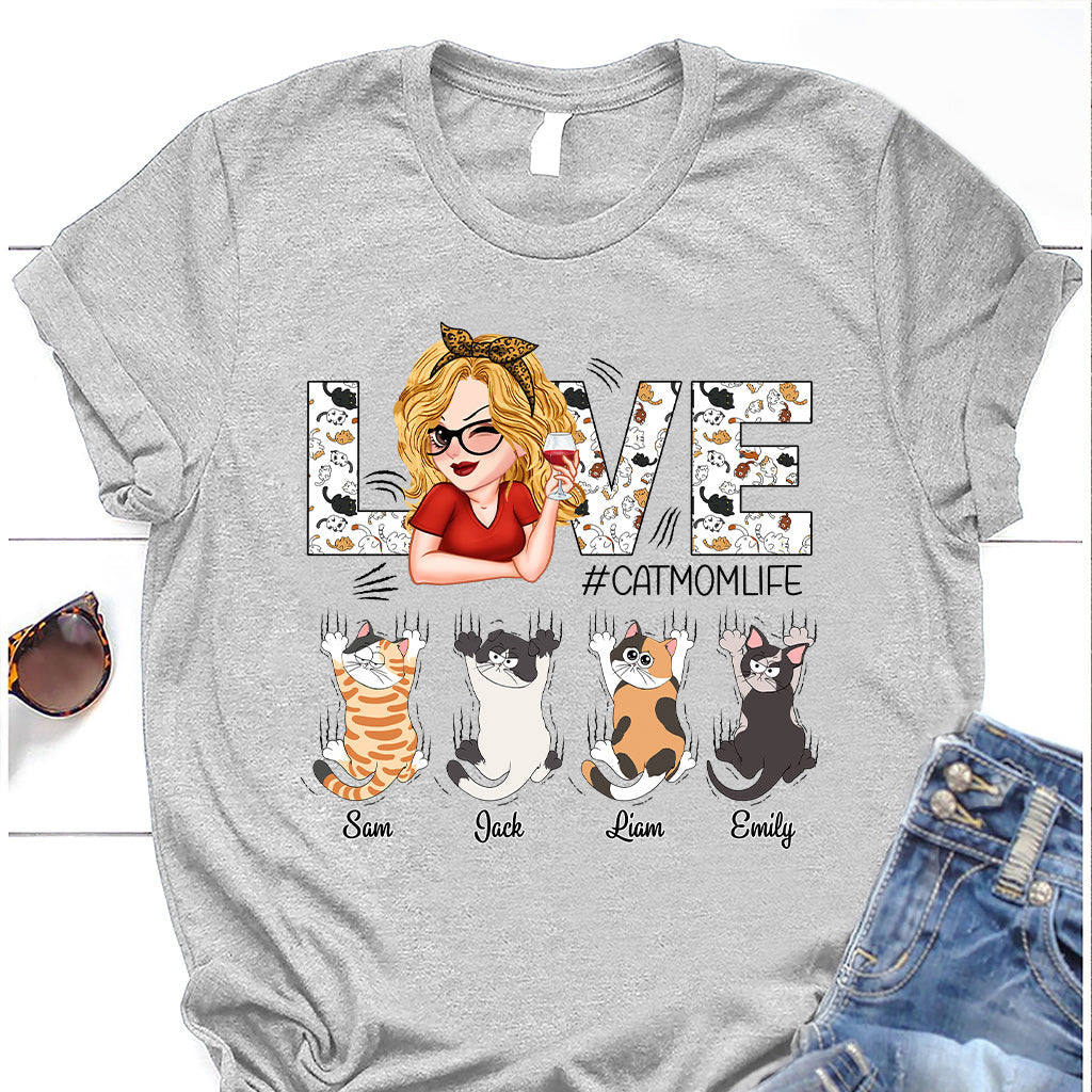 Love Cat Mom Life - Personalized Cat T-shirt And Hoodie