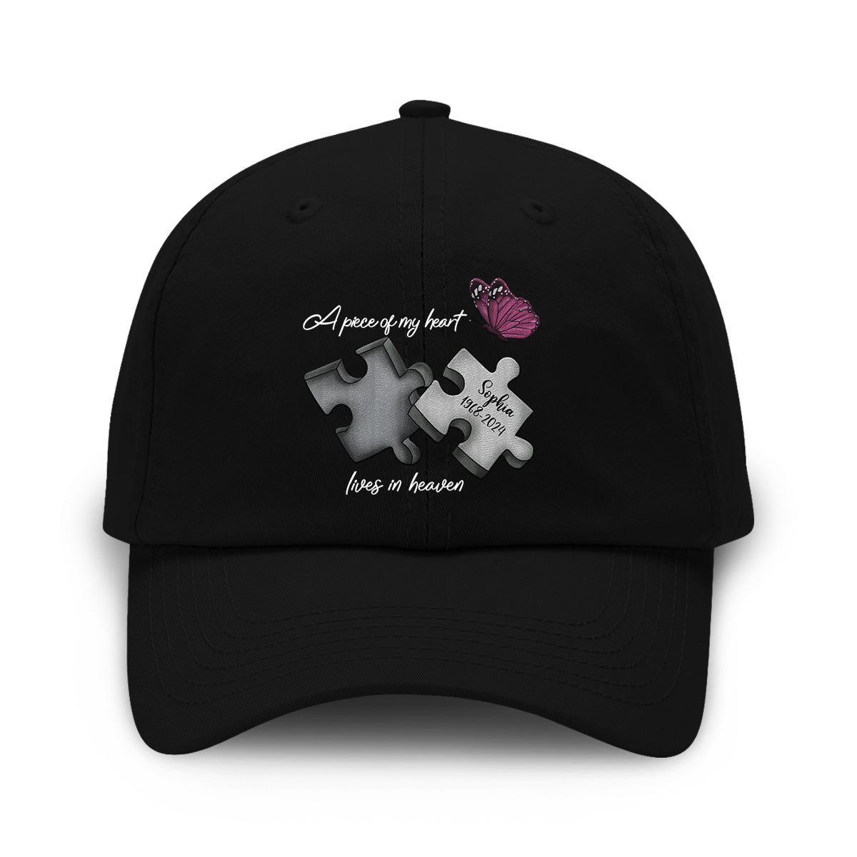 Memorial Butterfly Dragonfly Heaven Feather - Personalized Memorial Embroidered Classic Cap