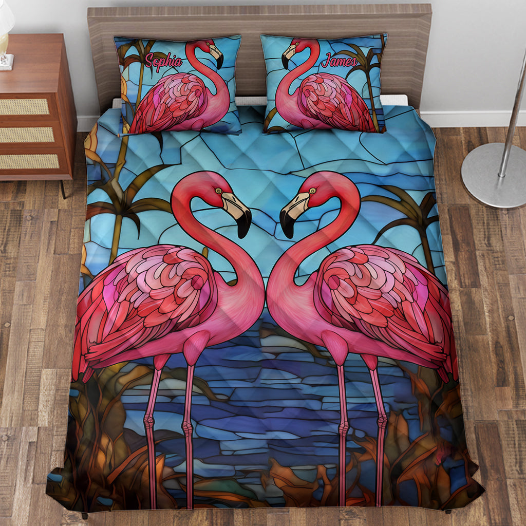 Love Flamingos - Personalized Flamingo Quilt Set