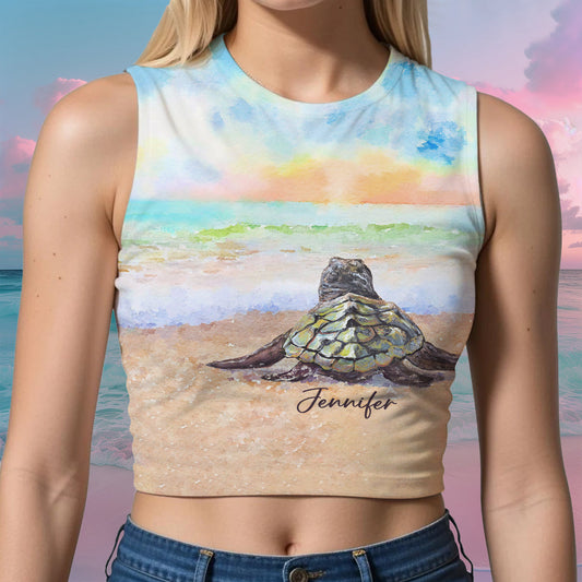 Love Turtles - Personalized Turtle Crop Tank Top