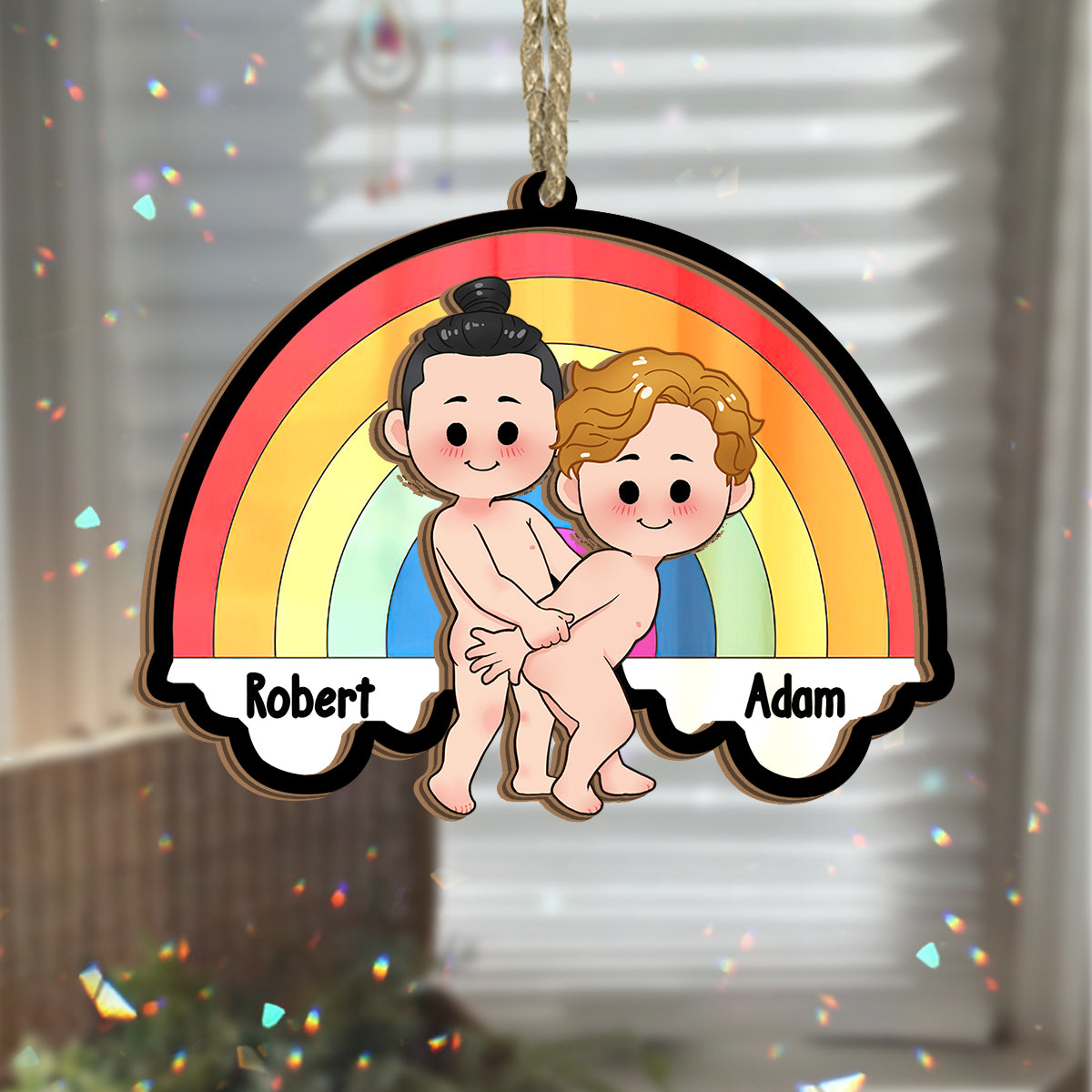 Love Is Love - Personalized LGBT Support 2 Layered Window Hanging Suncatcher