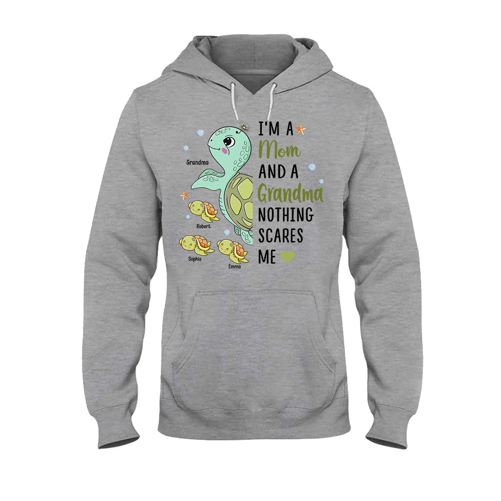 Nothing Scares Me Grandma Turtle Version - Personalized Grandma T-shirt And Hoodie