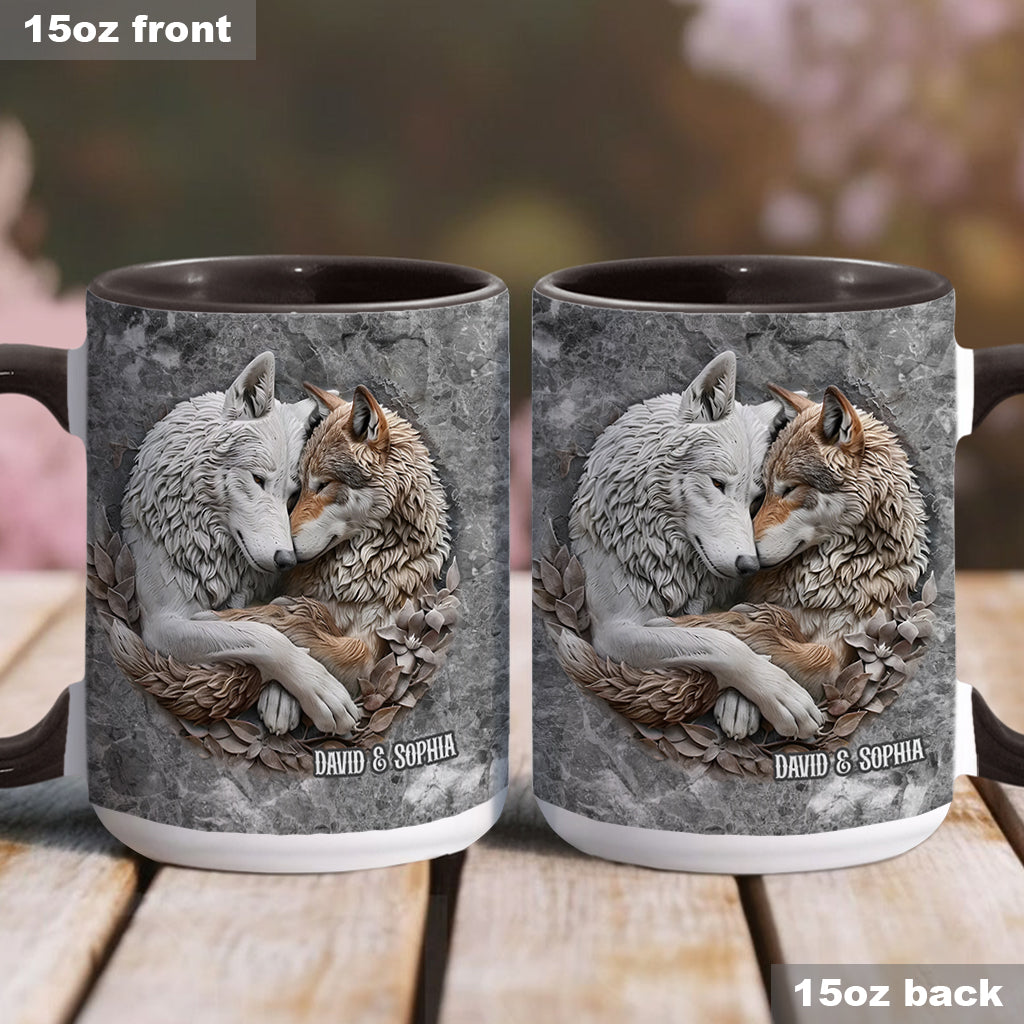 Wolf Couple - Personalized Wolf Accent Mug