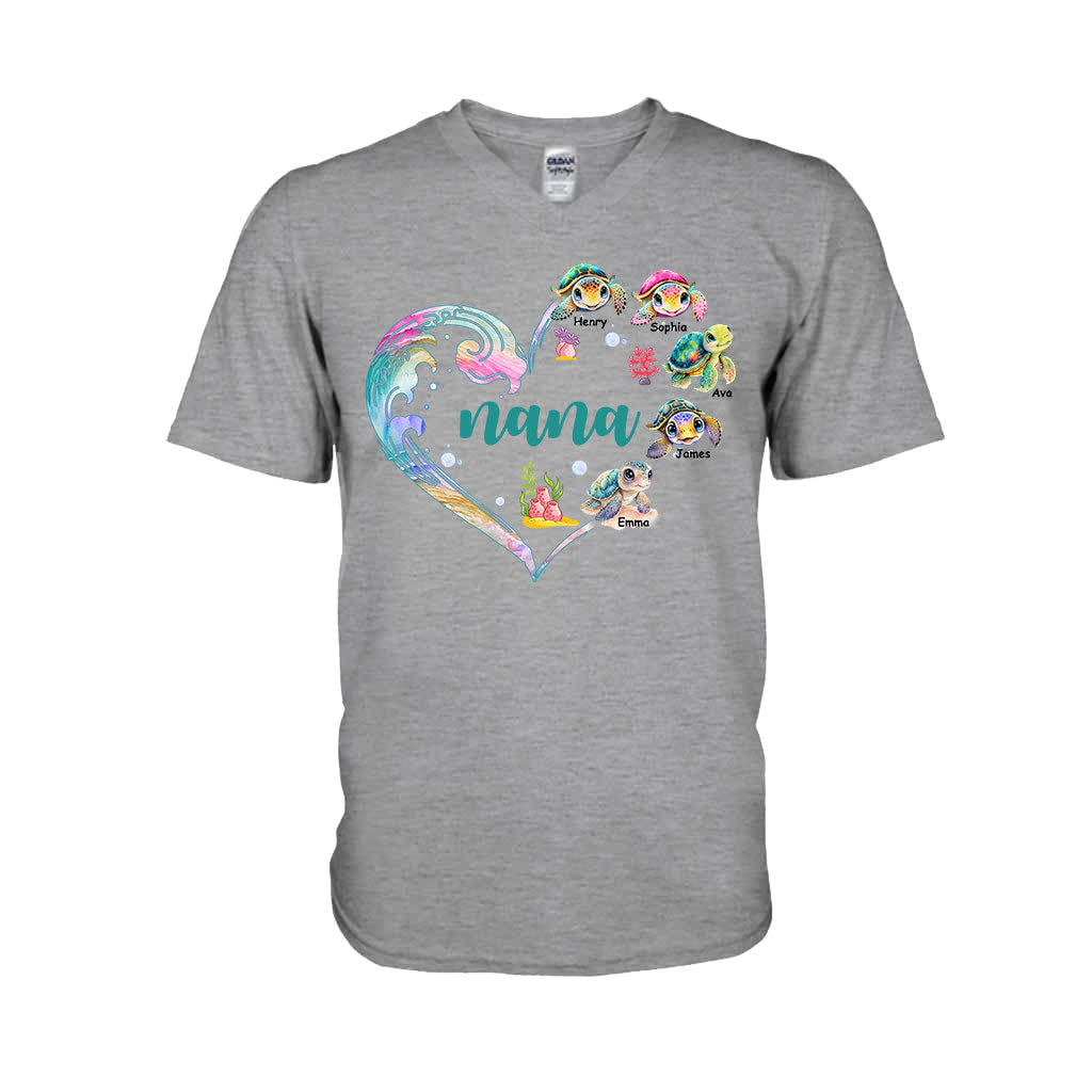 Nana's Little Turtle - Personalized Grandma T-shirt And Hoodie