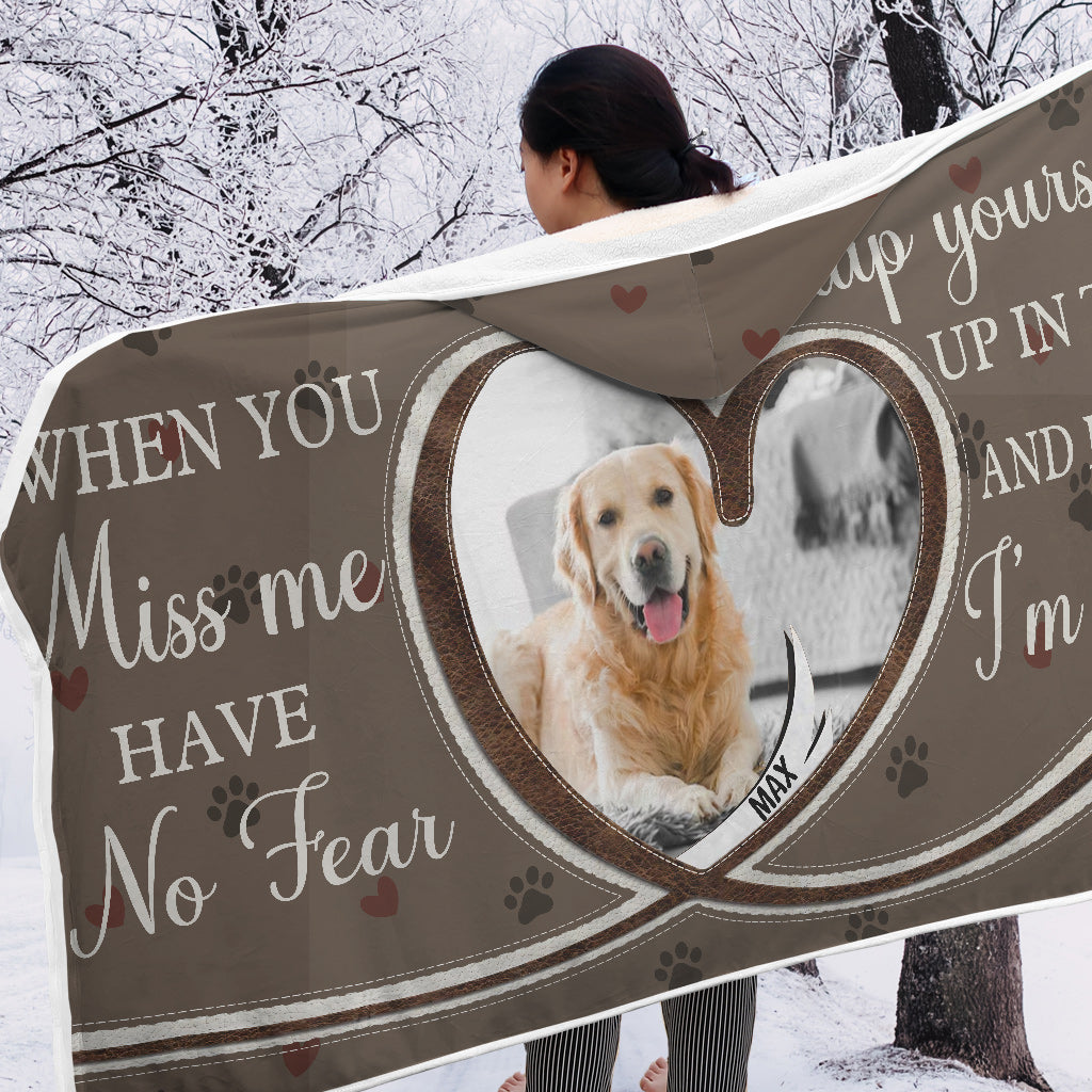 When You Miss Me - Personalized Dog Hooded Blanket