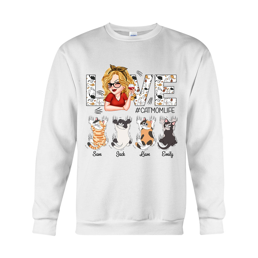 Love Cat Mom Life - Personalized Cat T-shirt And Hoodie