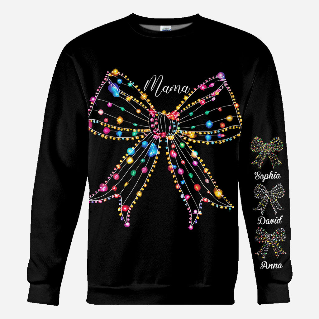 Christmas Light Coquette Bow - Personalized Mother All Over Shirt